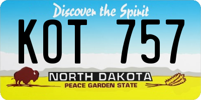 ND license plate KOT757