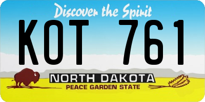 ND license plate KOT761