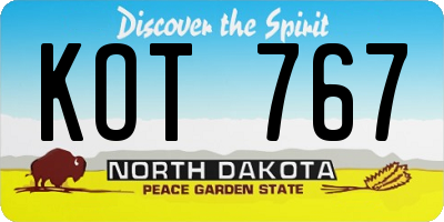 ND license plate KOT767