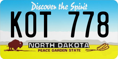 ND license plate KOT778