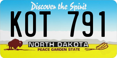 ND license plate KOT791
