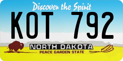 ND license plate KOT792