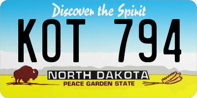 ND license plate KOT794