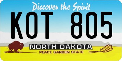 ND license plate KOT805