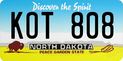 ND license plate KOT808