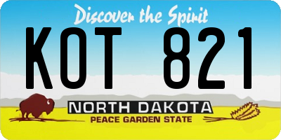 ND license plate KOT821