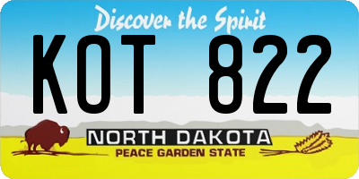 ND license plate KOT822