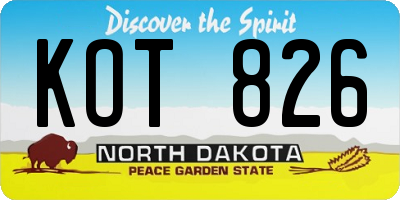 ND license plate KOT826