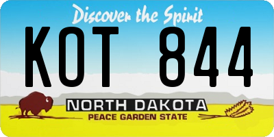 ND license plate KOT844