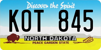 ND license plate KOT845