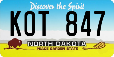 ND license plate KOT847