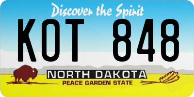 ND license plate KOT848