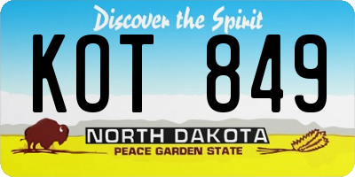 ND license plate KOT849