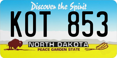 ND license plate KOT853