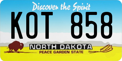 ND license plate KOT858