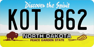 ND license plate KOT862
