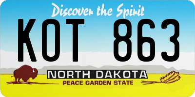 ND license plate KOT863