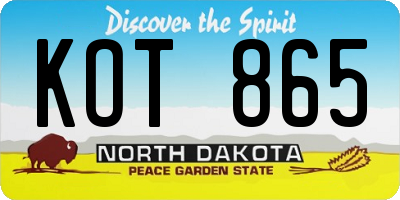 ND license plate KOT865
