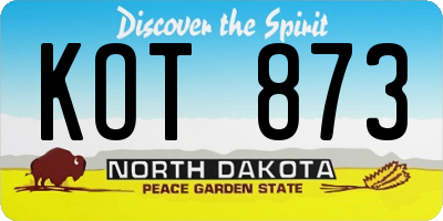 ND license plate KOT873