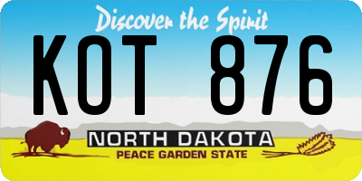 ND license plate KOT876
