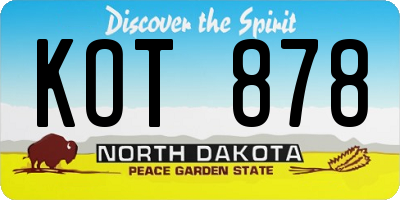 ND license plate KOT878