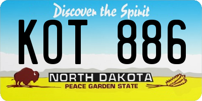 ND license plate KOT886