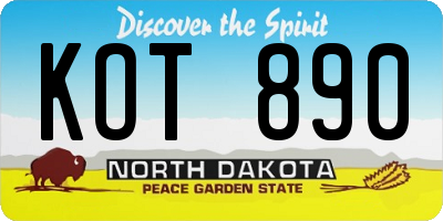 ND license plate KOT890