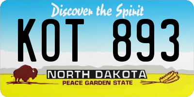 ND license plate KOT893