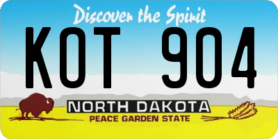 ND license plate KOT904