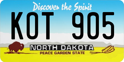 ND license plate KOT905