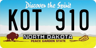 ND license plate KOT910