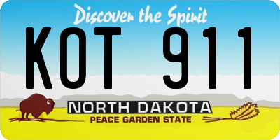 ND license plate KOT911