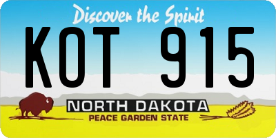 ND license plate KOT915