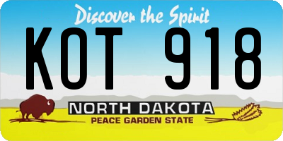 ND license plate KOT918