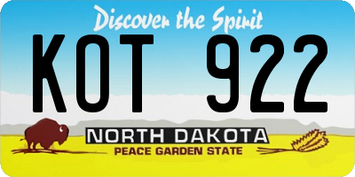 ND license plate KOT922