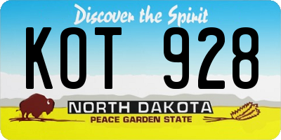 ND license plate KOT928