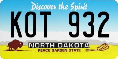 ND license plate KOT932