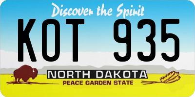 ND license plate KOT935