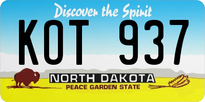 ND license plate KOT937