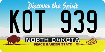ND license plate KOT939