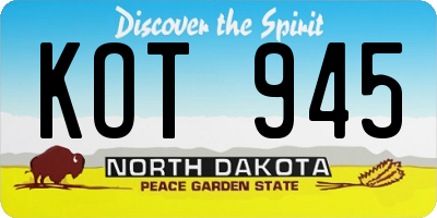 ND license plate KOT945
