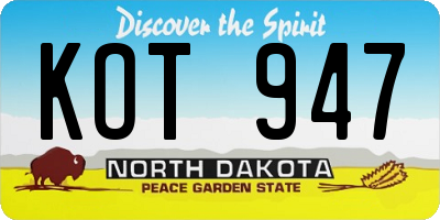 ND license plate KOT947