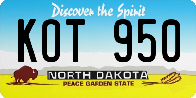 ND license plate KOT950