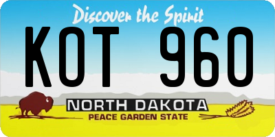 ND license plate KOT960