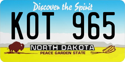 ND license plate KOT965