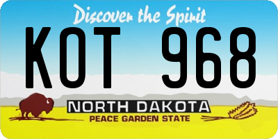 ND license plate KOT968