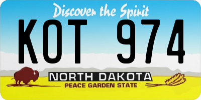 ND license plate KOT974
