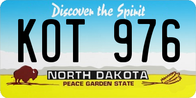 ND license plate KOT976