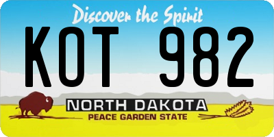 ND license plate KOT982