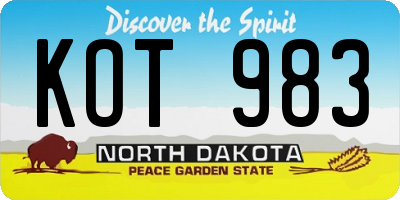ND license plate KOT983